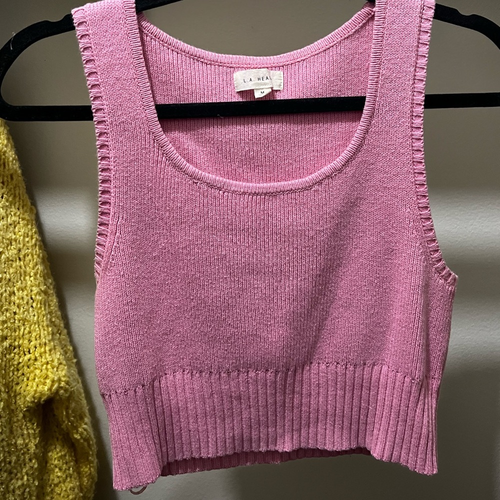 Pink Sleeveless Knit Top